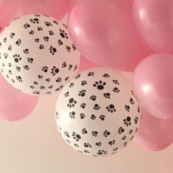 🆕 Paw Print Balloons Set of 6 - Dog Animal Theme Black and White - Picture 5 of 6